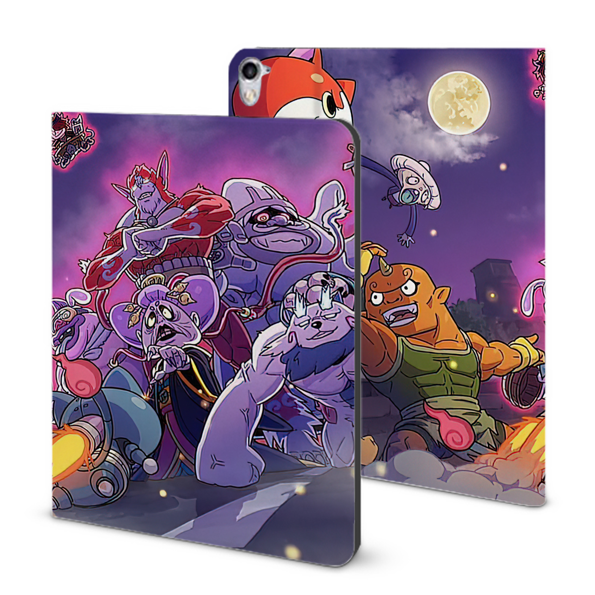 （画像用） 妖怪ウォッチ Yo-kai Watch IPad ケース ブック型 PUレザー TPU 耐衝撃 軽量 薄型 ペン収納なし 全面保護 IPad 各モデル対応